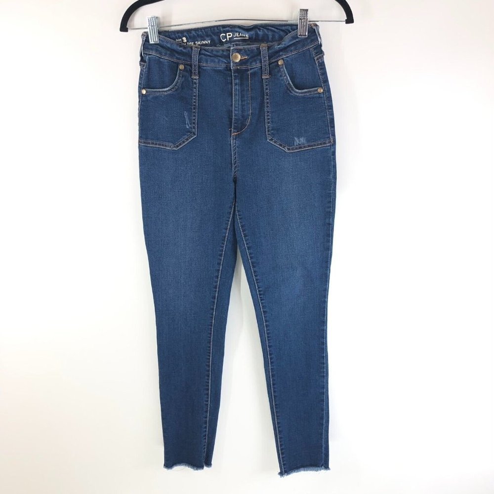 CP Jeans Womens High Rise Skinny Raw Hem Distressed Stretch Size 3